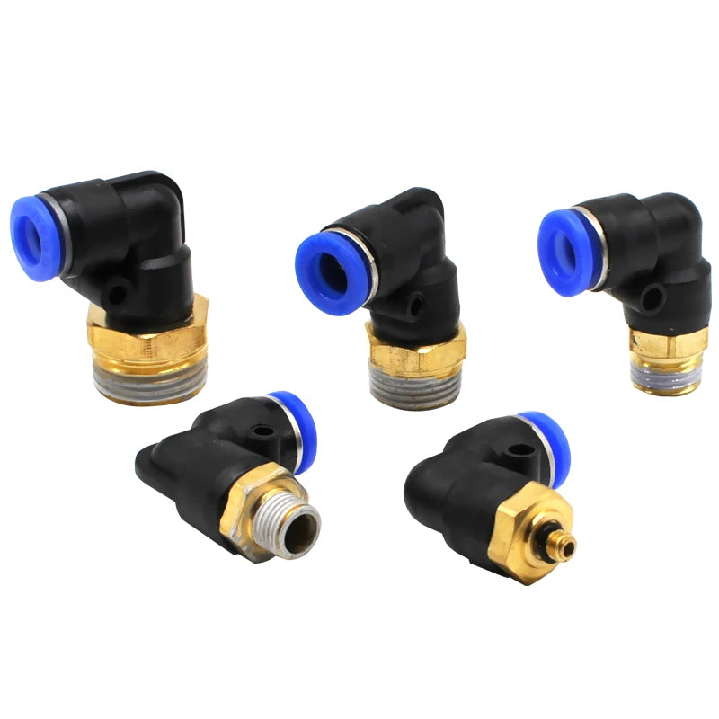 PL Elbow Pneumatic Fitting 1/8 1/4 3/8 1/2 BSP Male Thread Air Quick Connector L-Shaped Push Hose 6mm 8mm 10mm 12mm OD