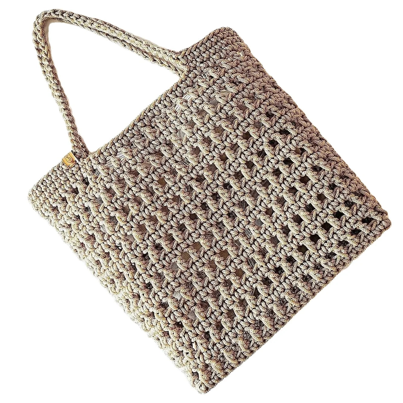 Wholesale Custom Large Capacity Ladies Crochet Beach Bag Handmade Two Handles Open Customized Logo Ladies Female Hand Bags
