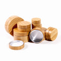 Bamboo Aluminum Round Cans Tins Food Candle Containers With Lid Accept Custom Logos 1oz Metal Engrave Aluminium Cosmetic Jar