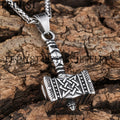 Stainless Steel Norse Viiking Thor's Hammer Mjolnir Pendant Necklace Viiking Mythology Silver Thor's Arm Armor Hammer Pendant