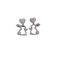 2023 New Korean Exquisite Rabbit Imitation Pearl Stud Earrings for Women Shiny Zircon Love Heart Animal Earring Party Jewelry
