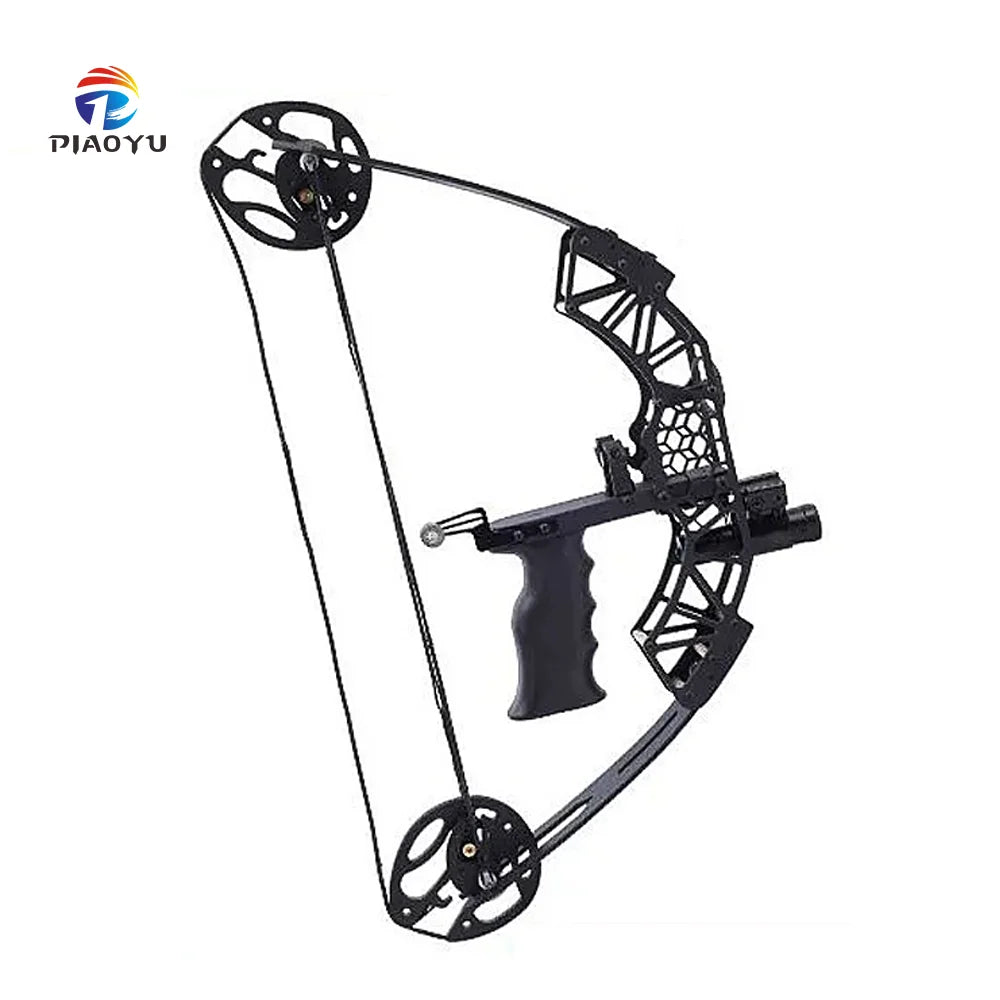 PIAOYU Mini Powerful Compound Pulley Bow and Arrow Fish Shooting Set with Fishing Reel Outdoor Archery Hunting