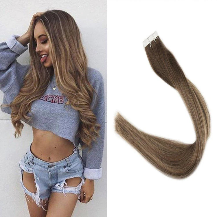 Popular Manufactory Wholesale Long Lasting  Russian Human Tape Hair Balayage Color Tape in Hair Extensions
