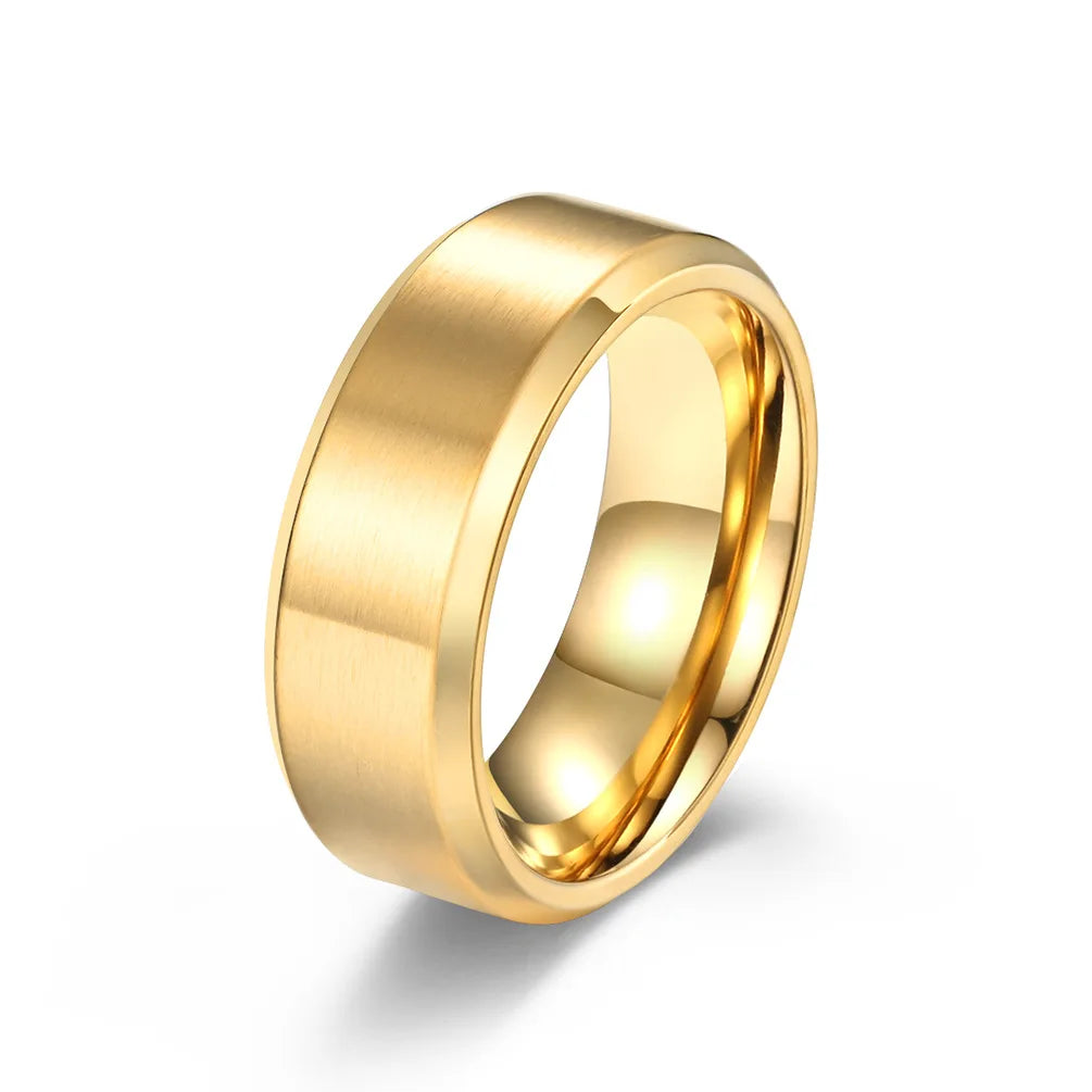 8MM Wide High Polished Stainless Steel Engagement Ring Ordinary Dome Wedding Ring