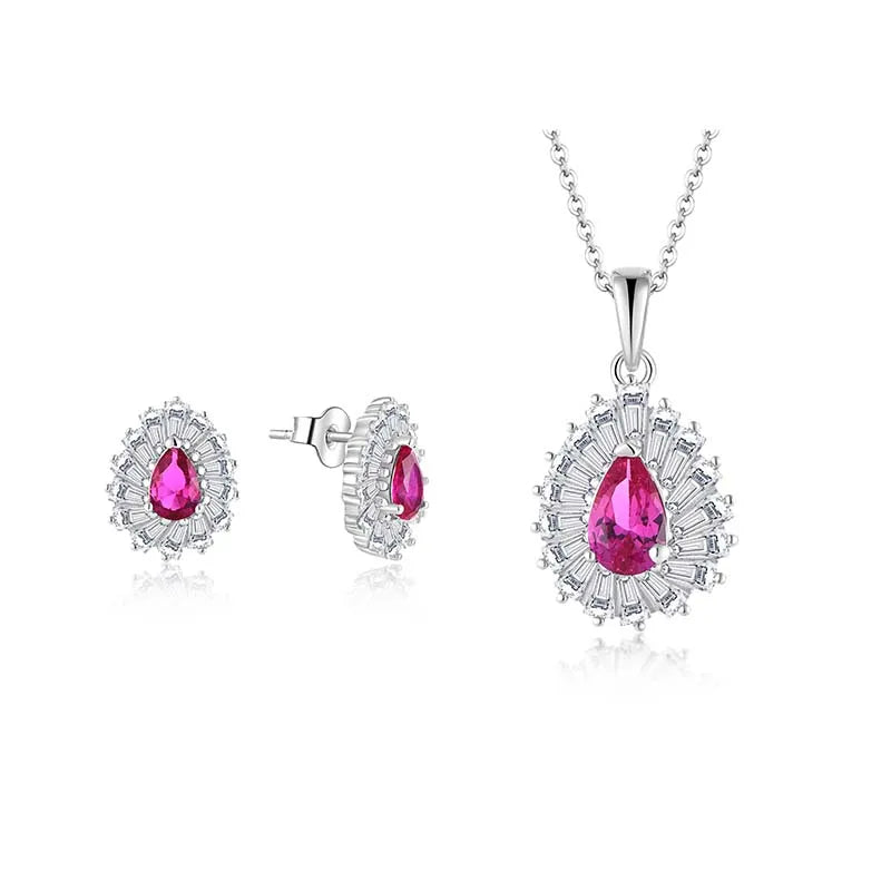 QX Custom OEM Zircon 925 Silver Bridal Wholesale Wedding Earrings Necklace Fine Jewelry Sets for Women Ladies