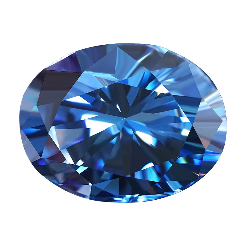 SICGEM Custom Oval Cut Blue Moissanite Diamond VVS Clarity Synthetic Sapphire 1ct Loose Gemstone for Jewelry Applications