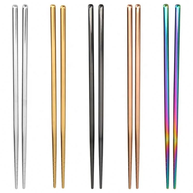 1 Pair Stainless Steel Chopsticks Metal Chop Sticks Tableware Silver Gold Multicolor Wedding Party Festival Supplies