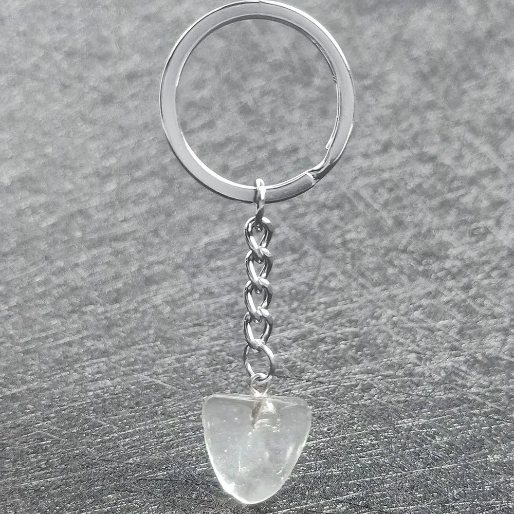HZ Hot Style Semi Precious Stones Natural Tumble Stones Key Ring Healing Crystals Folk Crafts As Gifts