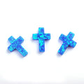MOQ 1pc China Factory Wholesale Price Cross Shape Synthetic Blue Opal Stone 7.5x10mm 9x12mm for Necklace