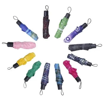Wholesale 2025 Custom Mini Advertising 3-Fold Hanging Rain Umbrella Logo Prints 190T Nylon Promotional Classic Box Packed