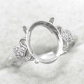 Sterling Silver 9*11mm Semi Mount Ring Empty Frame Blank Support Setting S925 Base Holder Without Center Stone for DIY Inlay