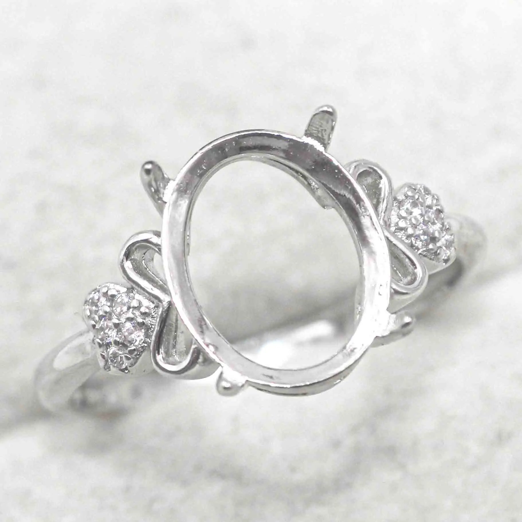 Sterling Silver 9*11mm Semi Mount Ring Empty Frame Blank Support Setting S925 Base Holder Without Center Stone for DIY Inlay