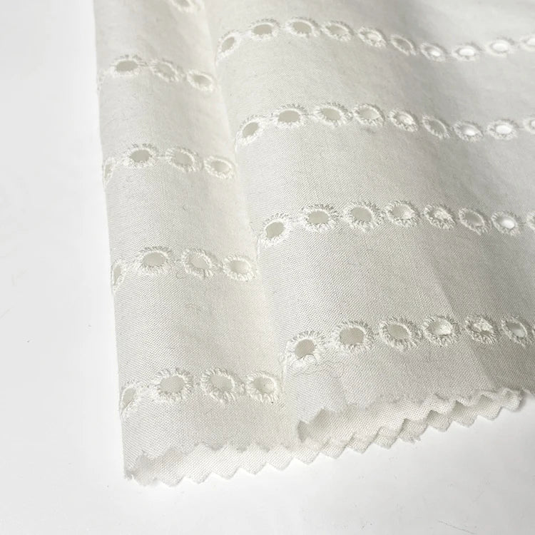 Harvest 100% Organic Cotton Voile Eyelet Stripe Embroidery Lace Fabric for Women and Girls MegaBDM