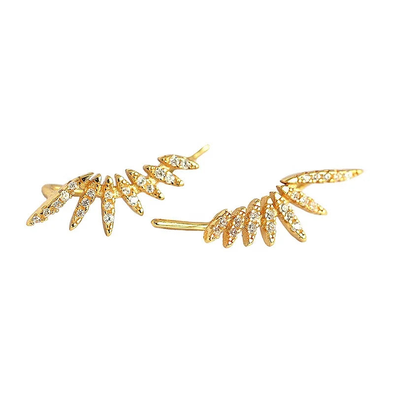 Nagosa 925 Sterling Silver Gold Vermeil Minimalist Cubuic Zirconia Plime Ear Climber