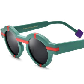 Custom Logo 19282T Designer Vintage Round Unisex Sunglasses Multicolour UV400 Polarized Blue Red Matte Full Rim Acetate Frame