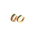 7MM 925 Sterling Silver Minimalist Square CZ Zircon Stone Multi Color Diamond Small Mini Colorful Hoop Earrings