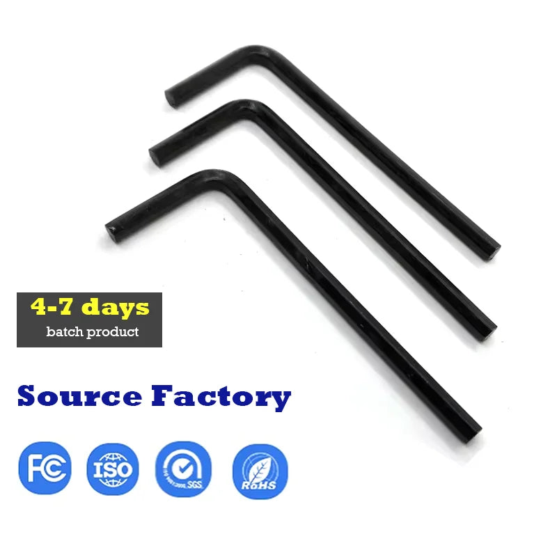 DIN911 Metric Alloy Steel L Type Hex Key Wrench Black Customizable Head OEM Service Industrial Grade
