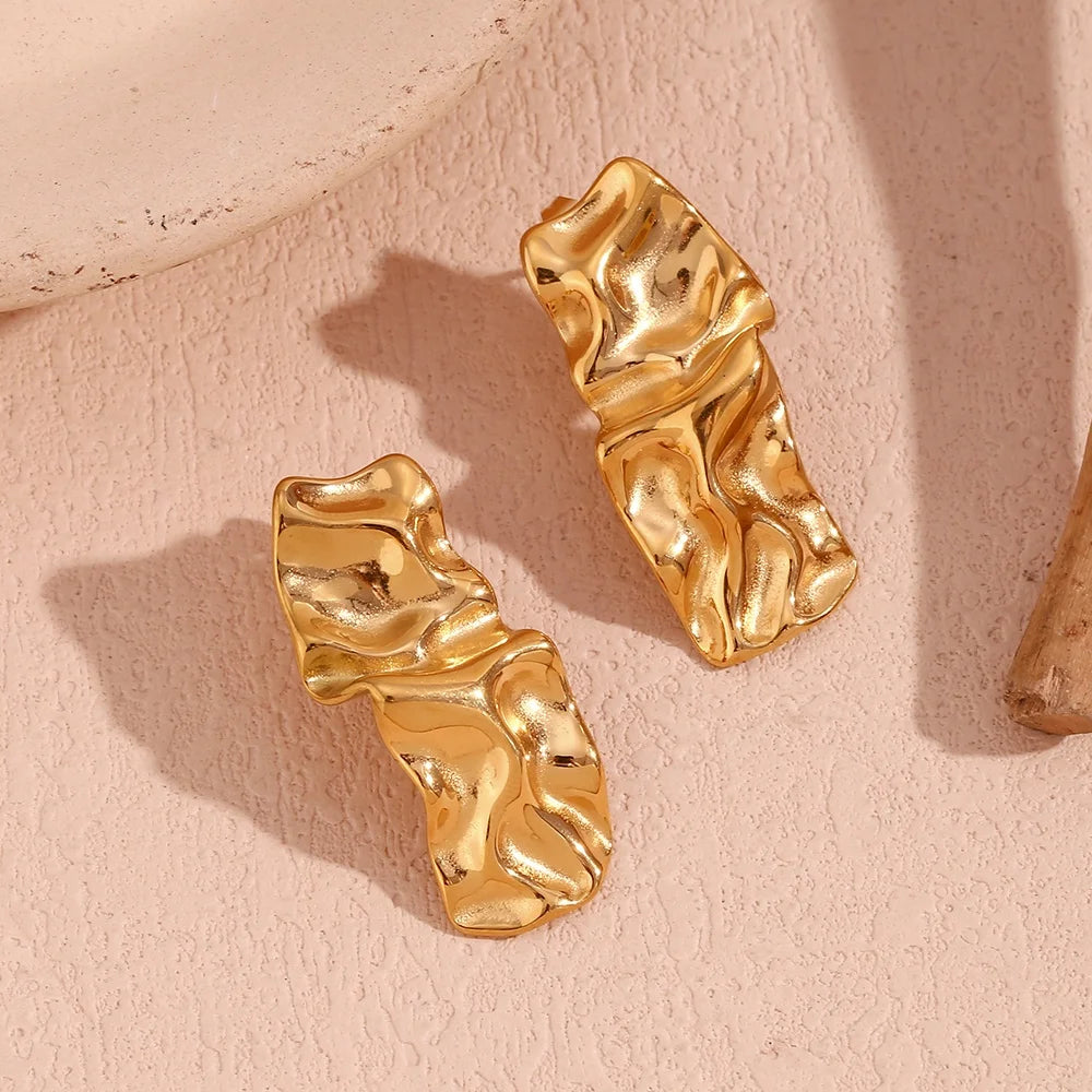 Dreamshow PVD Gold Plated Irregular Stud Earring Boucles D'oreilles Femme Stainless Steel Jewelry Wholesale