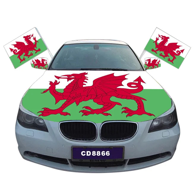 Wales Car Cover Flag Customization 3.5 X 5 ft Fits Most Cars Hood Cover Albania National Flag Wales Car Hood Covers Flag