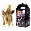 Wholesale 24pcs Gold Plated Stainless Steel Cutlery Restaurant Quality Flatware Set Elegant Silverware Spoon Colors Packaging