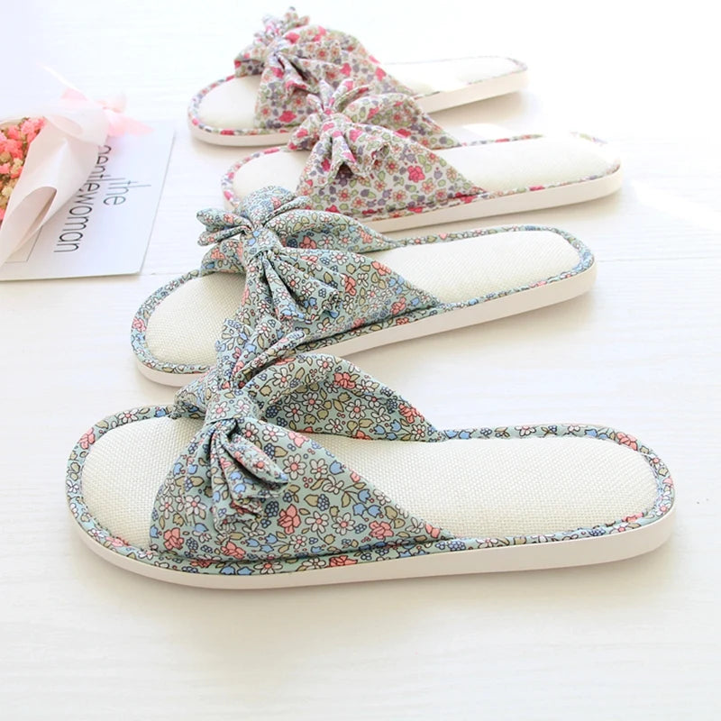 Chinese Characteristics Breathable Indoor Women's Slippers Non Slip Sub-grass Woven Linen Home Slippers