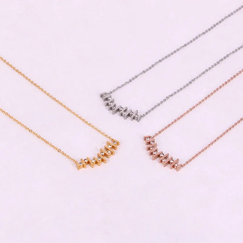 Cheap Geometric Bars Zirconia Stones Music Symbol Notes Shape Pendant Necklace