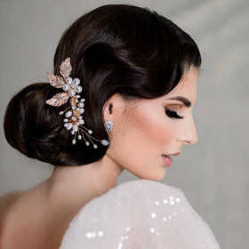 New Elegant Pearl Hair Comb White Crystal Headdress Banquet Hair Accessories Bridal Headdress Insert Comb