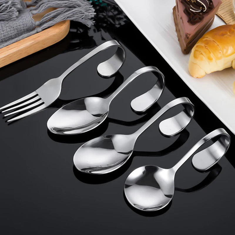 Stainless Steel Luxury Eco-Friendly Coffee Spoon with Curved Handle for Business Gifts Self-Service Western Style