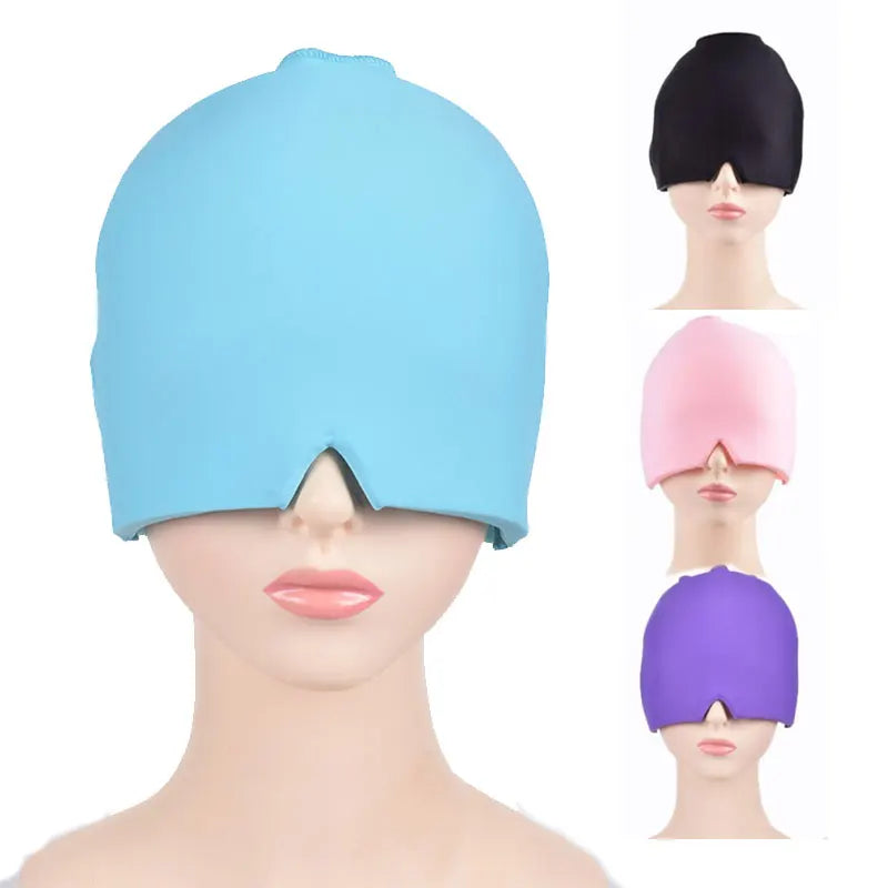 Form Fitting Gel Ice Headache Migraine Relief Hat Cold Therapy Migraine Relief Cap Comfortable Stretchable Ice Pack Eye Mask