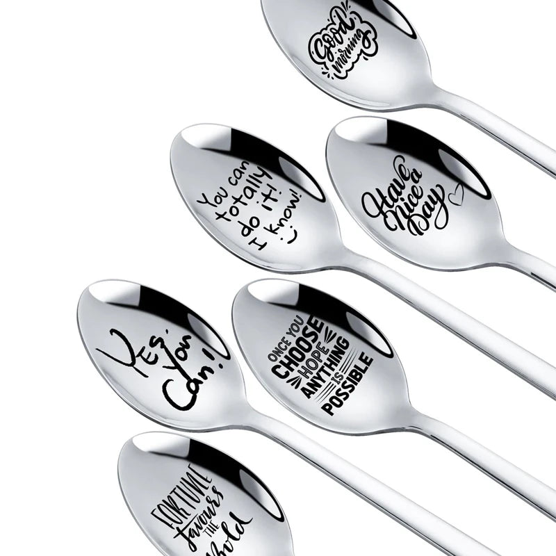 Free Custom Text Couple Wedding Spoon Gift Stainless Steel Silver Table Dinner Spoon for Restaurant