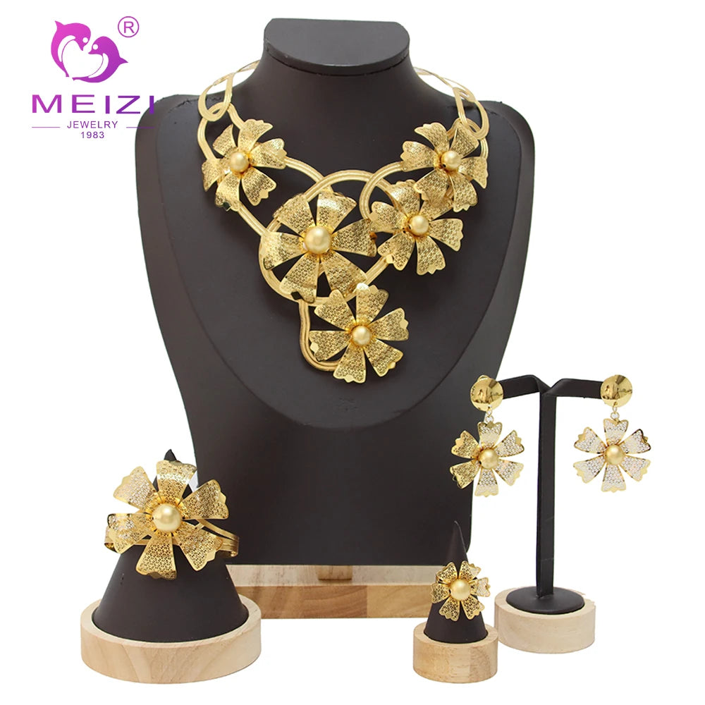 MEIZI JEWELRY Banquet Wedding Party Accessories Elegant Luxury Ladies Dubai Gold FashionJewelry Jewelry Sets