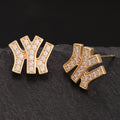 Luxury 3A Zircon Gold Plated Earrings Women's Trendy Irregular Geometric Design CZ Studs Made Brass for Bridal Wedding Parties