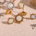 Gorgeous Vintage Waterproof Unfading Sunflower Earrings Opal Stone Stud Earrings Stainless Steel for Women Je