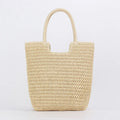 Women's Lady Fashionable Summer Beach Handbag Large Capacity Straw Woven Two Straps Shoulder Bag Zip Closure Portable Autumn