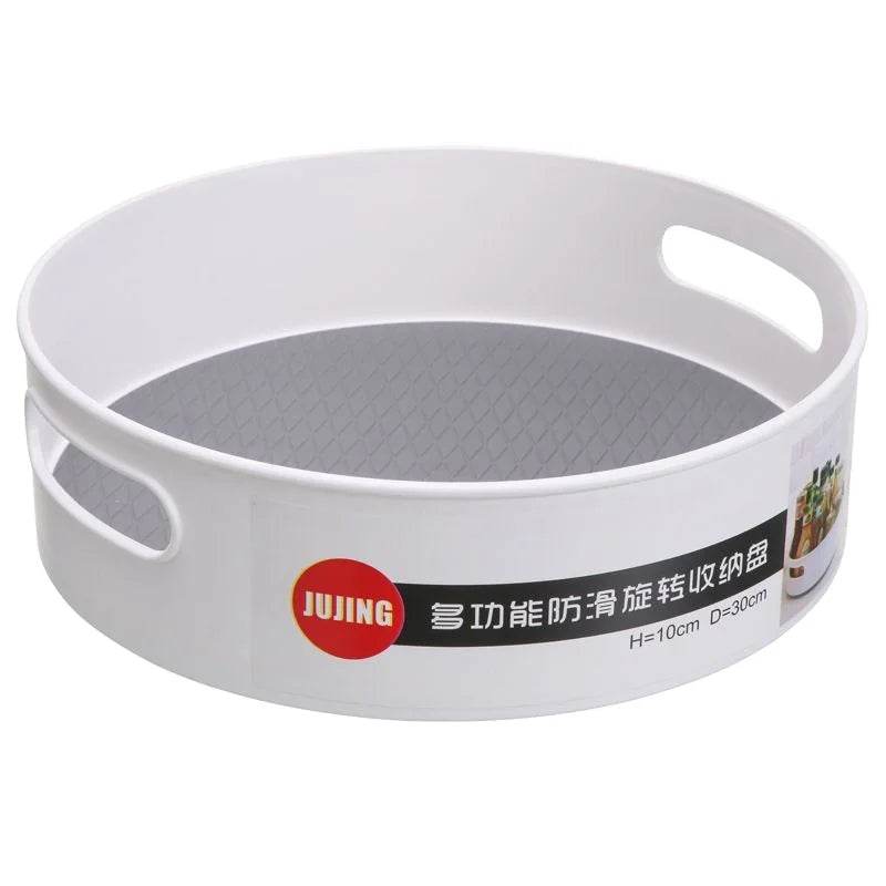 Lazy Susan for Plate Plastic Tableware Turntable Round Desktop Organizer Non-slip Storage Tray