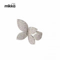 Crystal Adjustable Butterfly Rings for Girls Plated Silver Flower Leaf Inlaid Diamond Custom Rings Jewelry Women for Christmas