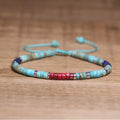 Bohemian Blue Turquoise Abacus Beaded Bracelet for Men Women Dainty Natural Healing Stone Red Emperor Braided Bracelet Unisex