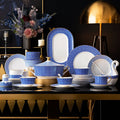 Luxury High-grade Embossed Bone China Dinnerware Set European Style Ceramic Bowl Dish Combination Dishwasher Safe Household Gift