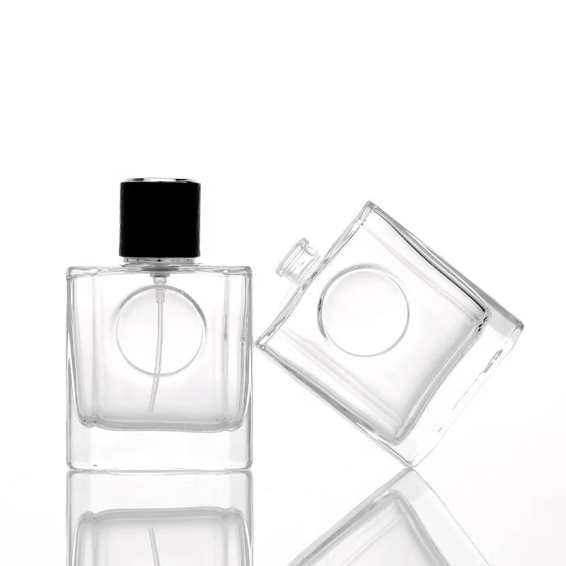 Luxury Custom 100ml Square Perfume Glass Bottles Empty Refillable with Pump Sprayer Sealing Type