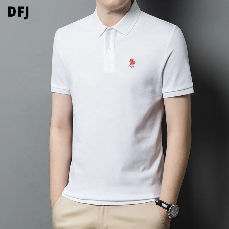 Men's Custom Embroidered Logo Golf T-Shirts White Pink Floral Print Quick Dry Knitted Polyester/Cotton Fabric Short Sleeve