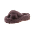 Women's Open Toe Winter Slippers with Heels Ladies Cross Soft Plush Furry Slides Warm Faux Fur Anti-Slip Features