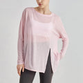 Newest Autumn And Spring Daily Yoga Wear Tops for Women Gym Sport Pilates Thin And Breathable Loose Casual Slit Simple Fashion