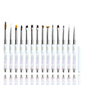Luxury 14pcs Liquid Glitter Sequins Handle Gel Nail Art Brushes Set Customizable Nylon & Kolinsky for Professional Manicure