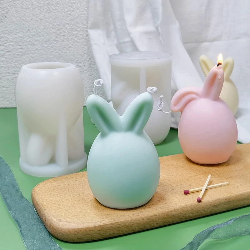 DIY Candle Plaster Soap Craft Making Tool Easter Rabbit Silicone Mold for Baking Making Wax Cake Mousse