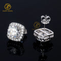 Cute Style Square & Round Brilliant Cut Moissanite Diamond Cluster Ice Out 925 Sterling Silver Stud Earrings