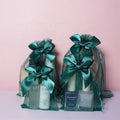 Dark Green Transparent Mesh Drawstring Bag Perfume Packaging Bags Cosmetic Sample Organza Bow Storage Pouches