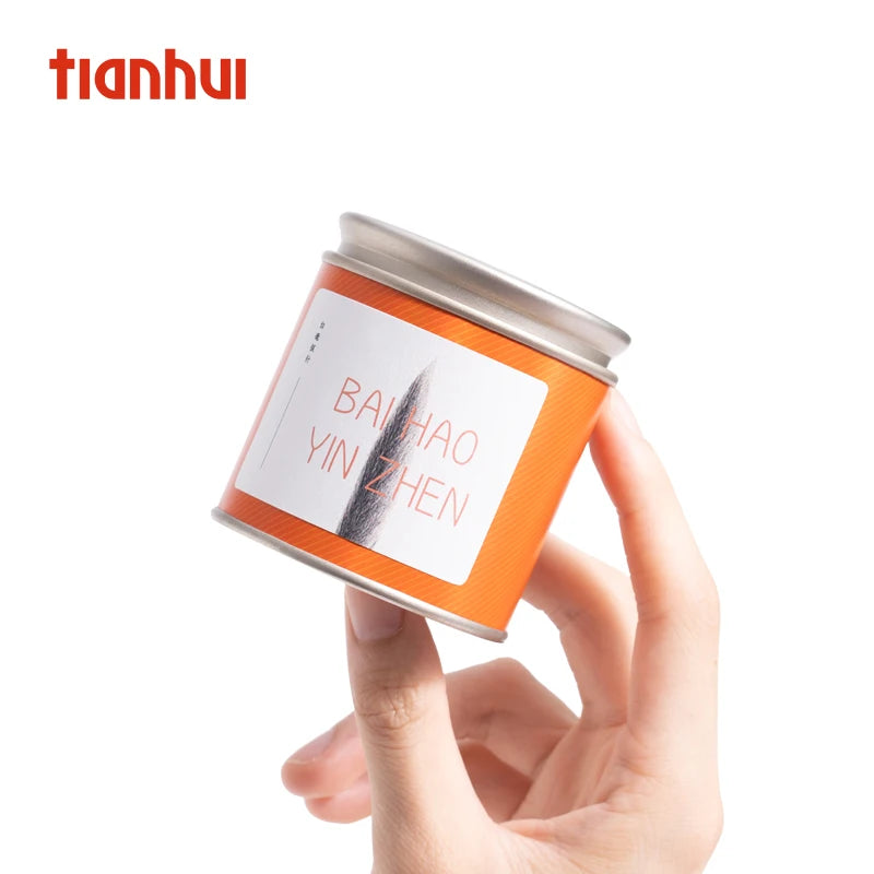 Tianhui Airtight Small Canister With Tin Lid Round Cans for Loose Tea Leaves Packaging