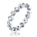 High Polish Finish Sterling Silver Eternity Band Rhodium Plated Asscher Round Cut Cubic Zirconia Wedding Band Stackable Ring 925