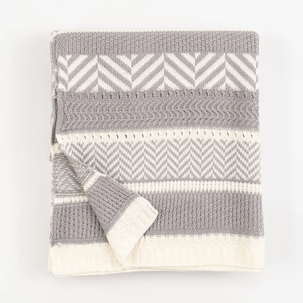 China Factory Herringbone Blanket Grey Four Seasons Air Conditioning Sofa Leisure Knitted Decor Portable Hotel Travel