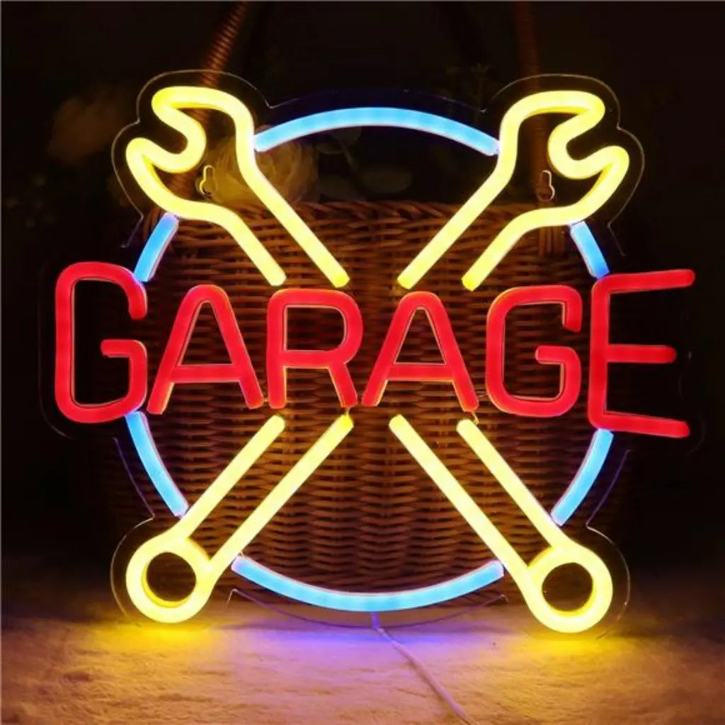 Drop Shipping Customized Garage Car Service Acrylic UV Printed Neon Sign Custom for Car Repair Shop Decoration Electronic Sign